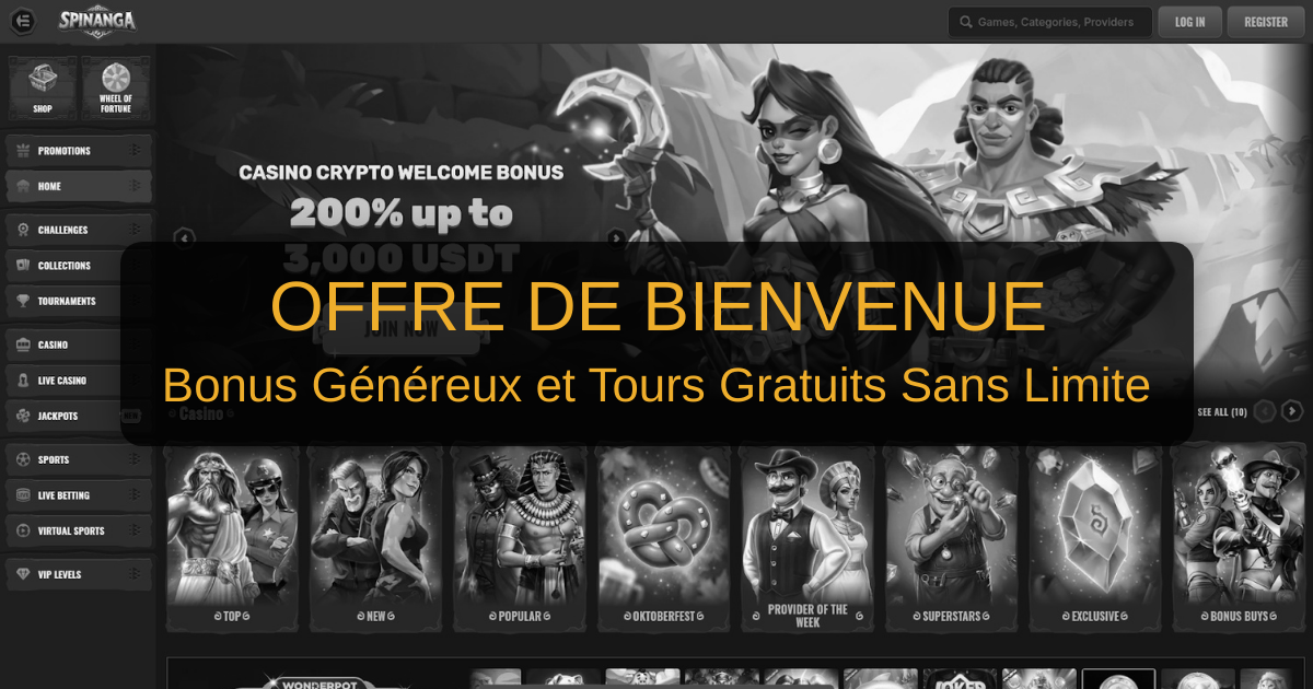 Spinanga Casino et son bonus de bienvenue de 500 €